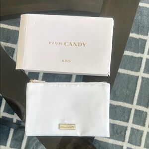 Prada Candy White Clutch with Gold Logo